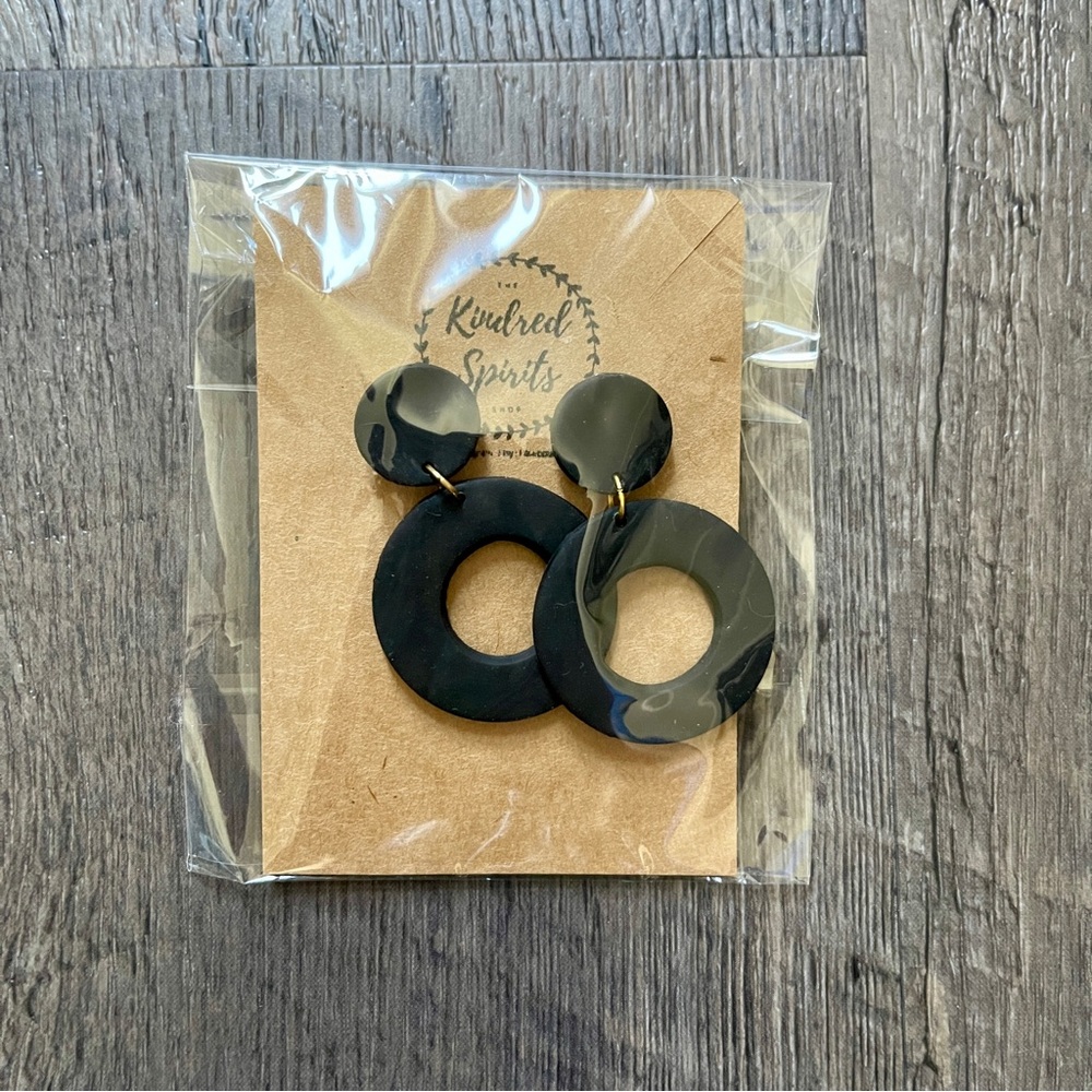 Black Circle Dangle Earrings